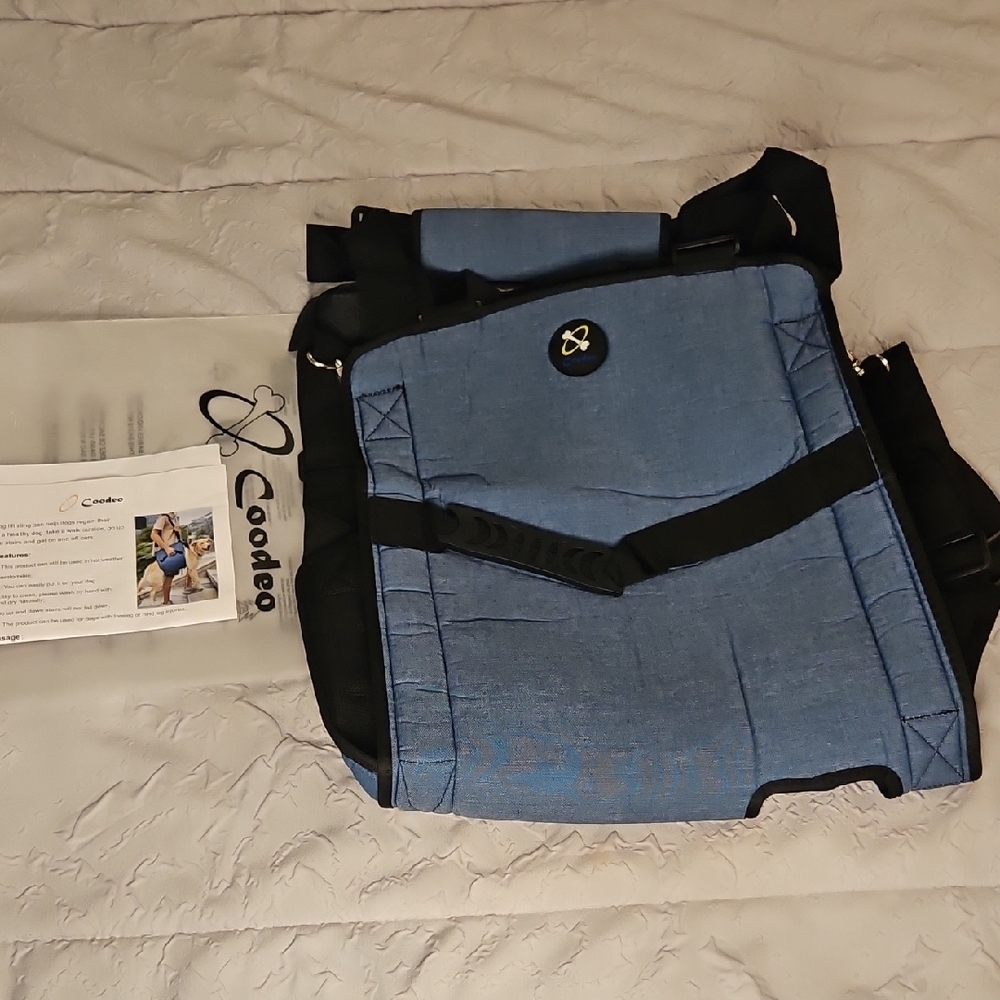 Stylish Blue and Black Dog Harness with Durable Design